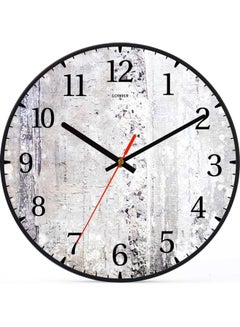 لوحة ساعة حائط للديكور بطبعة ورقة قديمة وتعمل ببطارية أسود 30x30سم  - Image 1