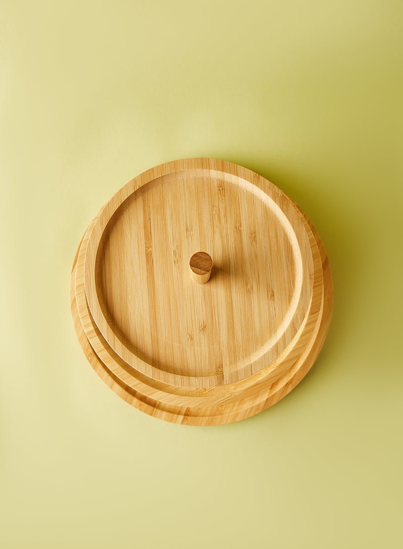 Noon East Bamboo Cake Stand - Serving Dish - For Cupcakes, Muffins, Snacks, Fruit - Cake Stand - Stand Cake - Cake Plate - Cake Dishes - Brown Brown  - Image 2