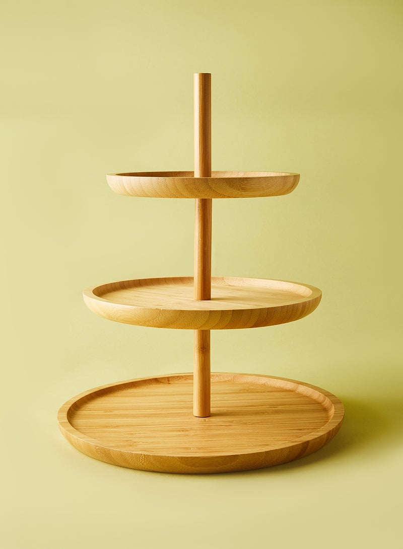Noon East Bamboo Cake Stand - Serving Dish - For Cupcakes, Muffins, Snacks, Fruit - Cake Stand - Stand Cake - Cake Plate - Cake Dishes - Brown Brown  - Image 4