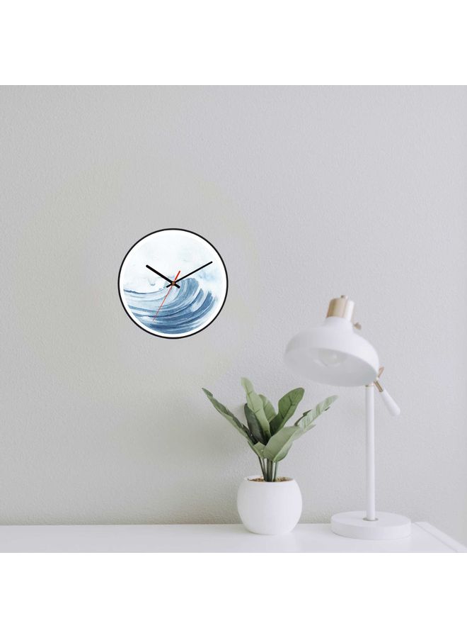 لوحة ساعة حائط للديكور بطبعة موجة بحر كبيرة أسود 30x30سم - Image 3