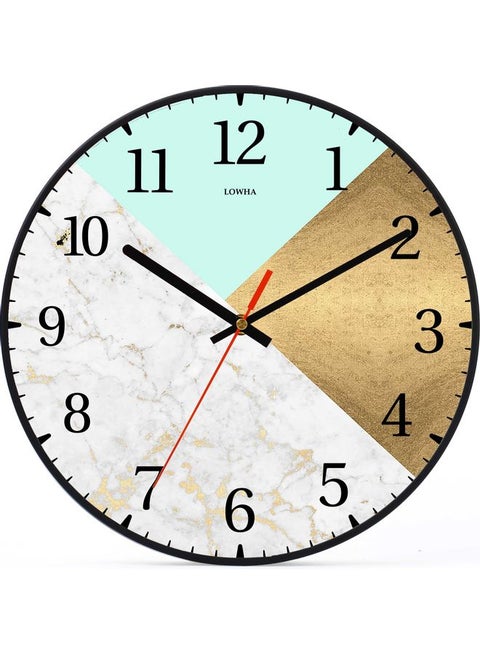 Marble Decorative Wall Clock Battery Operated Black 30x30cm