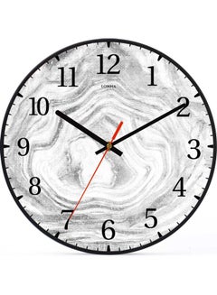 لوحة ساعة حائط للديكور بطبعة رخامة أسود 30x30سم  - Image 1