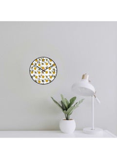لوحة ساعة حائط للديكور بطبعة نحل وتعمل بالبطارية أسود 30x30سم  - Image 2