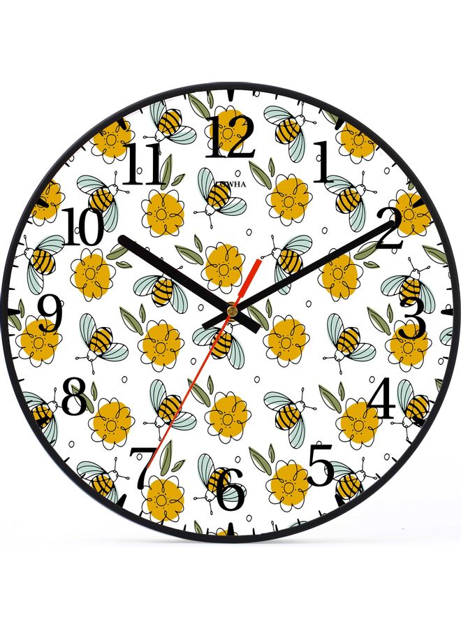 LOWHA Bees Decorative Battery Operated Wall Clock Black 30x30cm  - Image 1