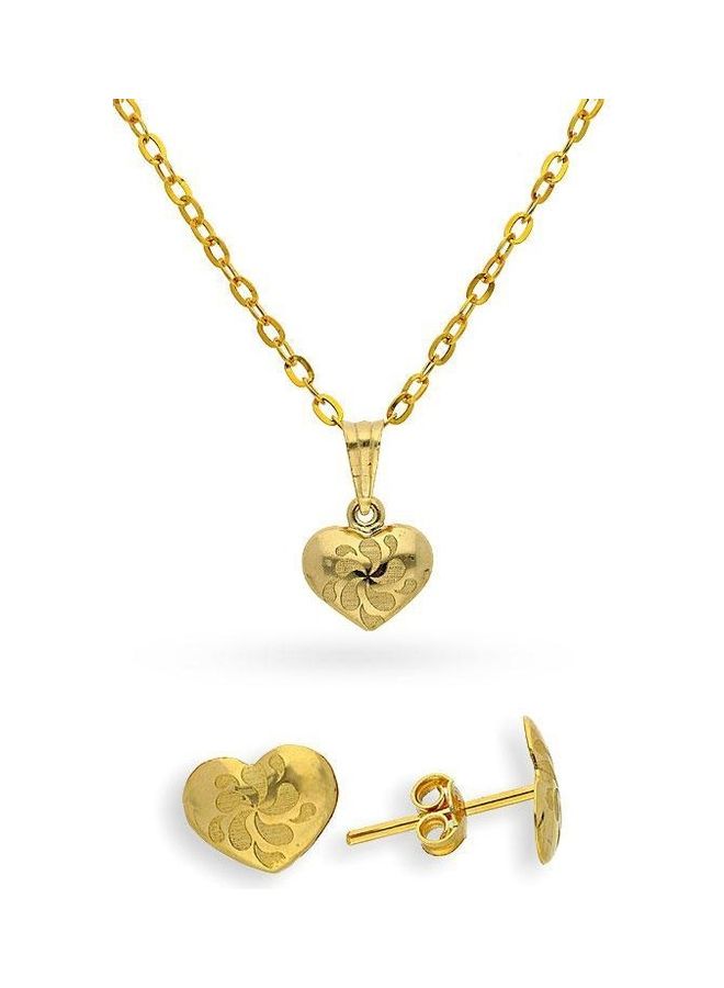 FK Jewellers Gold Heart Pendant Set - Image 1
