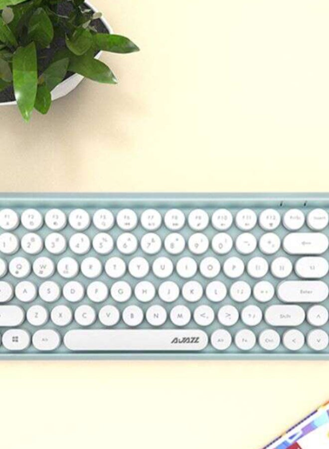 Ajazz - Wireless Bluetooth keyboard, Cute Mini 84-key Compact Keyboard, 2.4GHz wireless connect, Typewriter ABS Retro Round Key Caps, Matte Panel, Ergonomic Design for PC Computer Laptops Green - Image 1