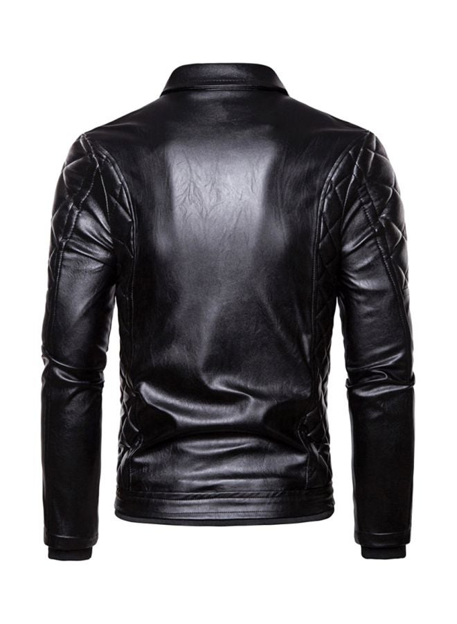 Solid Biker Jacket Black  - Image 2