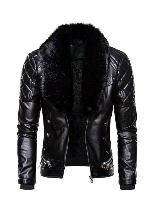 Solid Biker Jacket Black  - Image 5