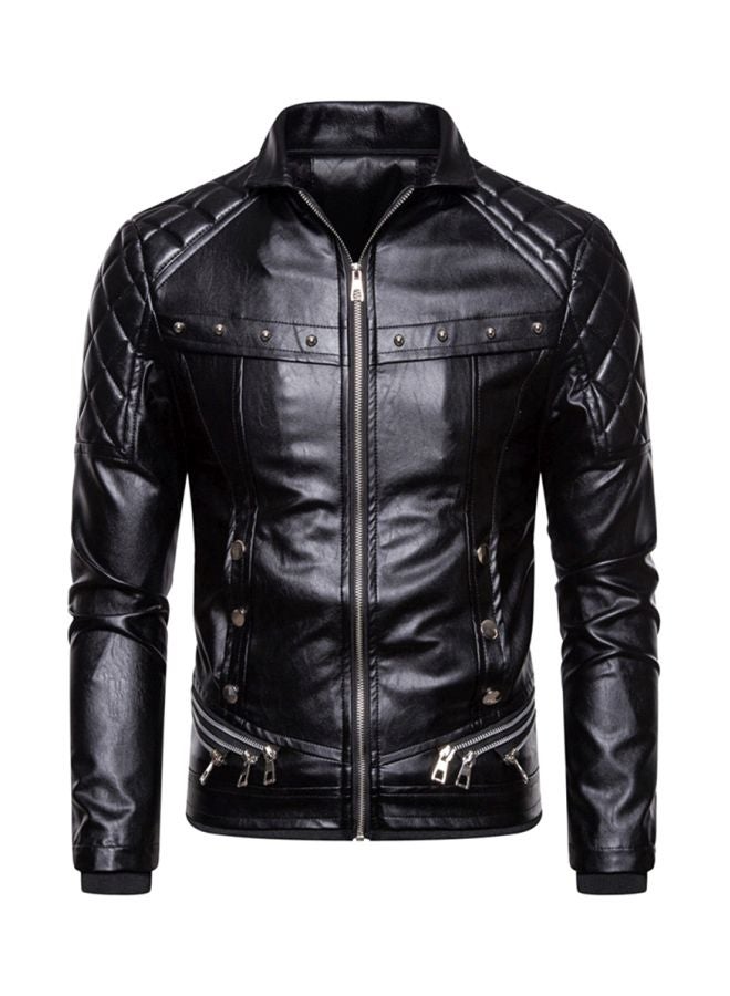 Solid Biker Jacket Black  - Image 1