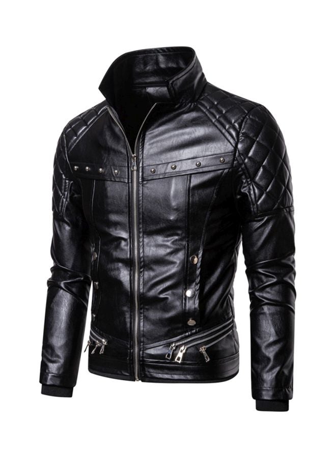 Solid Biker Jacket Black  - Image 4