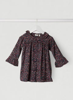 Floral Printed Midi Dress Dark Sapphire
