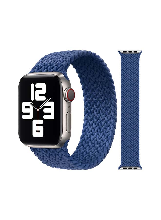 Foxcon - Replacement Nylon Braided Apple Watch Band for 45/44/42 mm Small Blue - Image 1
