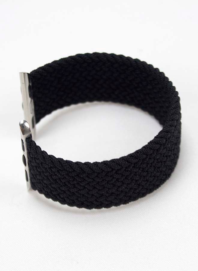 Foxcon - Replacement Nylon Braided Apple Watch Band for 45/44/42 mm Small Black - Image 1