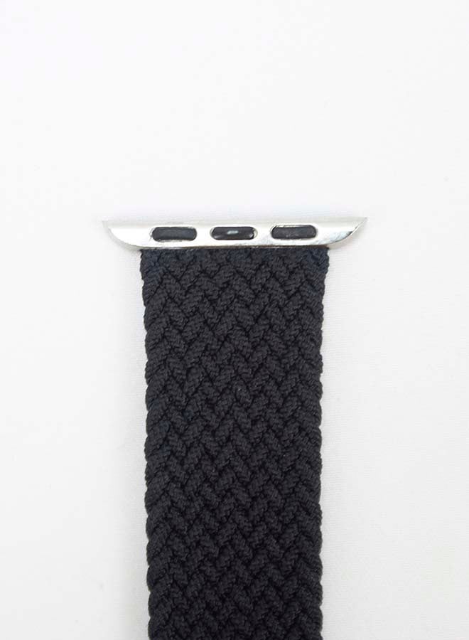 Foxcon - Replacement Nylon Braided Apple Watch Band for 45/44/42 mm Small Black - Image 1