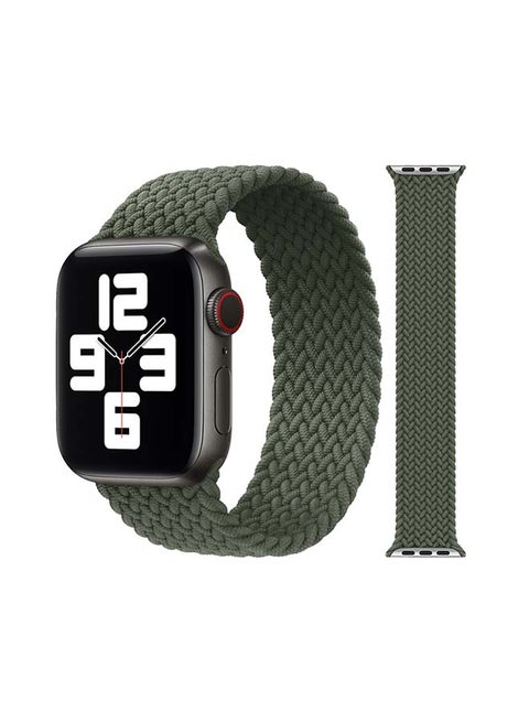 Replacement Nylon Braided Apple Watch Band for 45/44/42 mm Medium Green