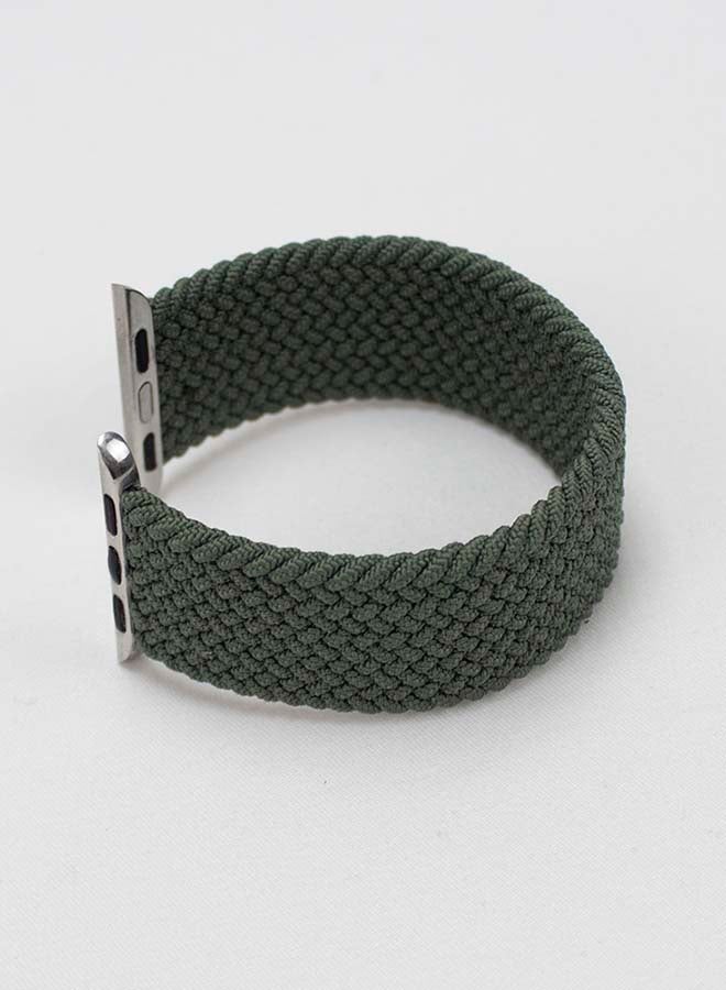 Foxcon - Replacement Nylon Braided Apple Watch Band for 45/44/42 mm Medium Green - Image 1