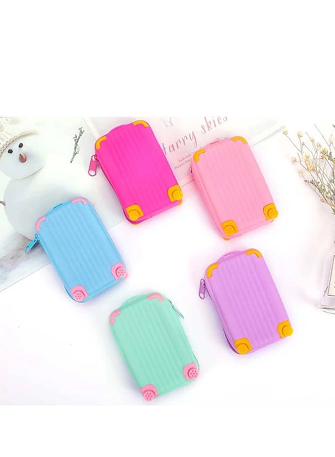 Luggage Bag Style Coin Purse Pink/Yellow - Image 3