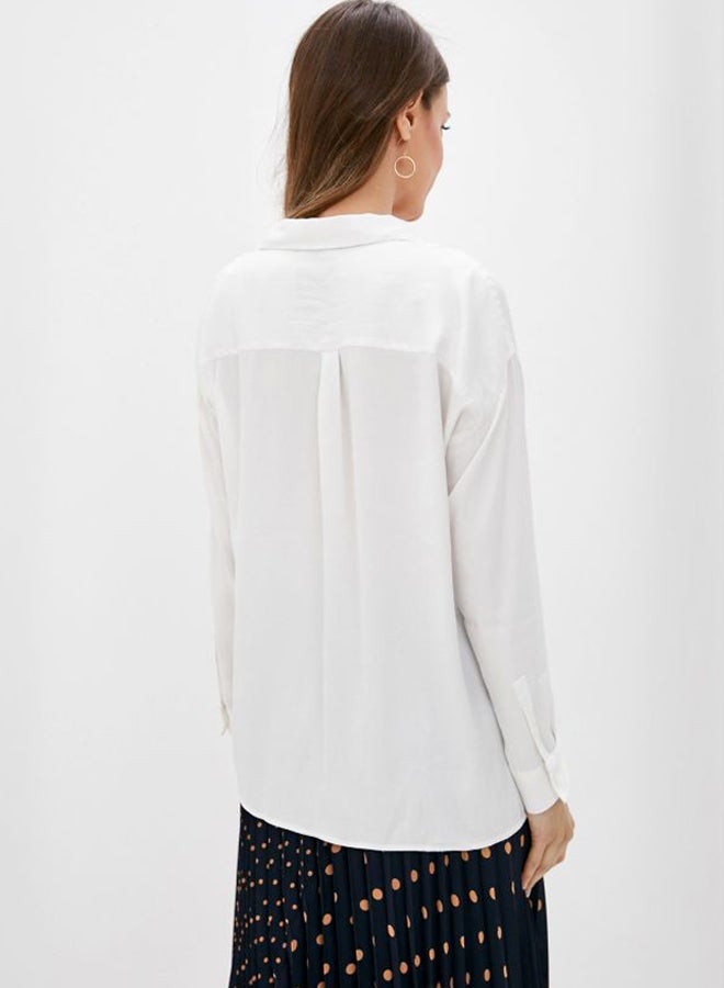 Collared Neck Solid Oversized Shirt White - v1606722256/N41851357V_2