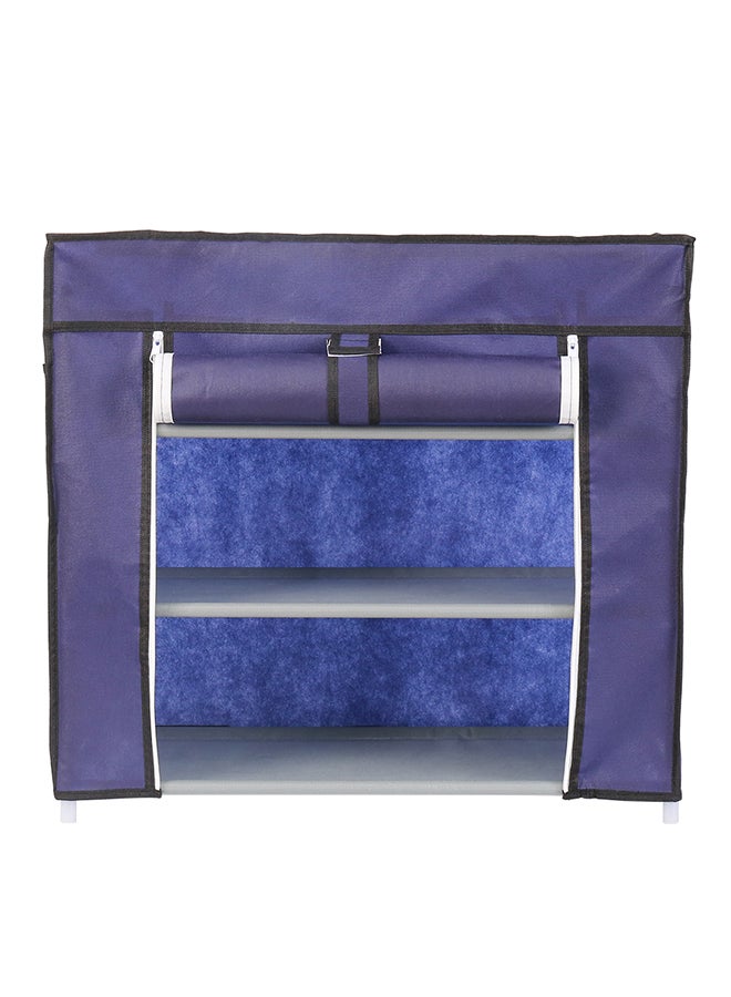 LAWAZIM 3-Layer Nonwoven Shoe Rack With Fabric Cover Dark Blue 26cm - Image 1