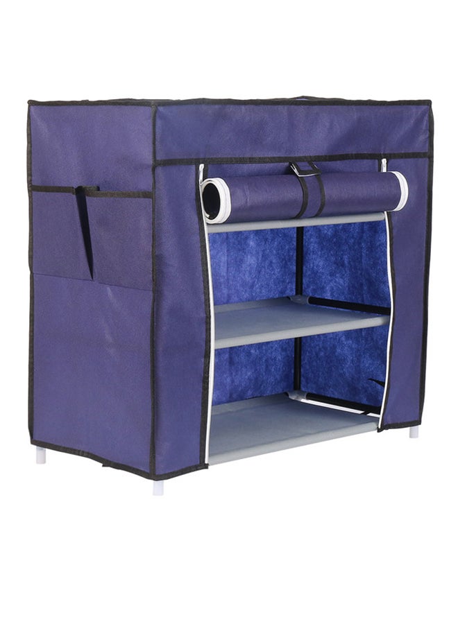 LAWAZIM 3-Layer Nonwoven Shoe Rack With Fabric Cover Dark Blue 26cm - Image 3