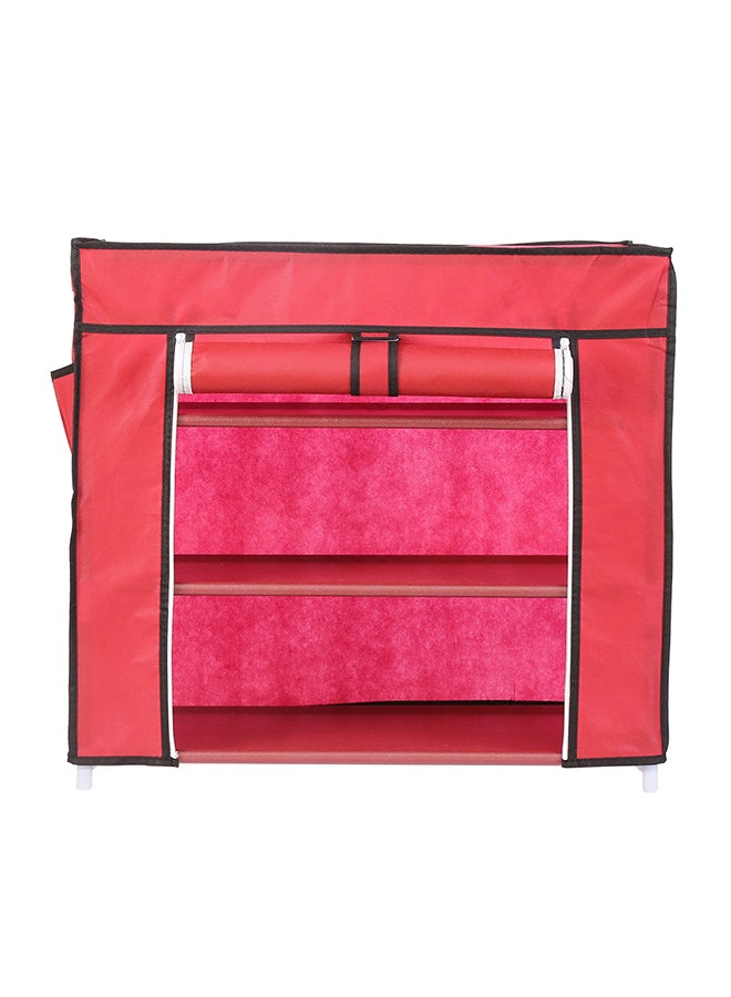 LAWAZIM 3-Layer Nonwoven Shoe Rack With Fabric Cover Red 26cm - Image 1