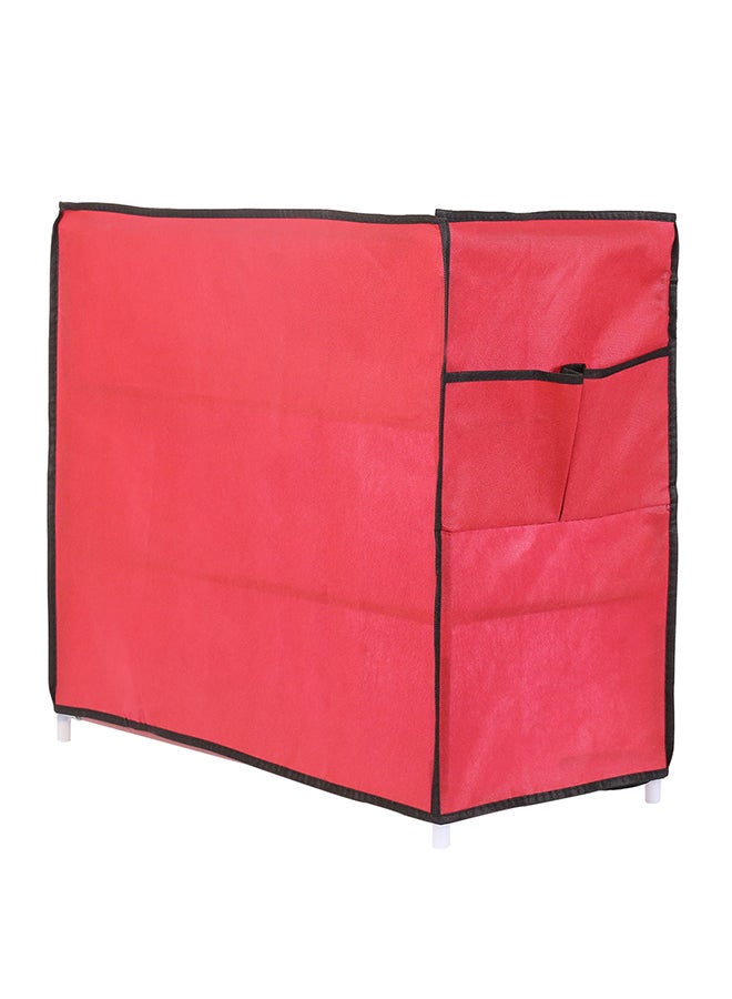 LAWAZIM 3-Layer Nonwoven Shoe Rack With Fabric Cover Red 26cm - Image 4