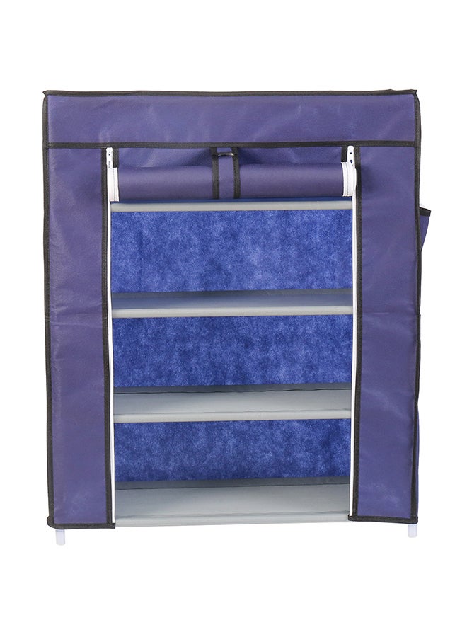 LAWAZIM 4-Layer Nonwoven Shoe Rack With Fabric Cover Dark Blue 28cm - Image 1