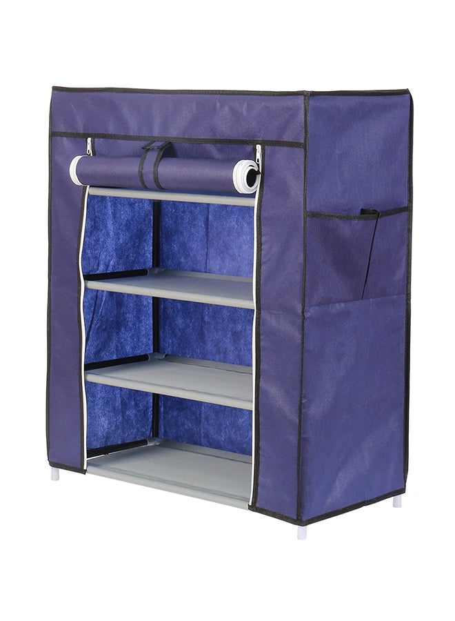 LAWAZIM 4-Layer Nonwoven Shoe Rack With Fabric Cover Dark Blue 28cm - Image 3
