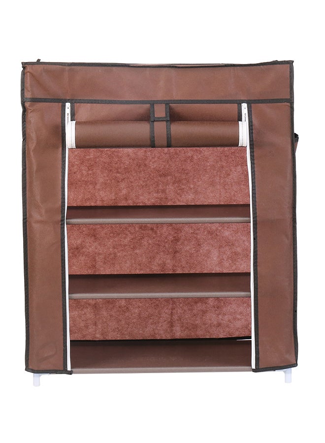 LAWAZIM 4-Layer Nonwoven Shoe Rack With Fabric Cover Brown 28cm - Image 1