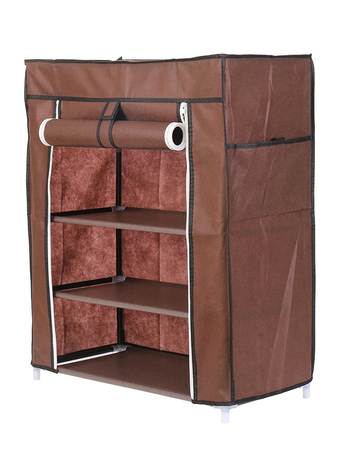 LAWAZIM 4-Layer Nonwoven Shoe Rack With Fabric Cover Brown 28cm - Image 3