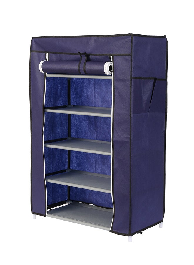 LAWAZIM 5-Layer Nonwoven Shoe Rack With Fabric Cover Dark Blue 28cm - Image 3