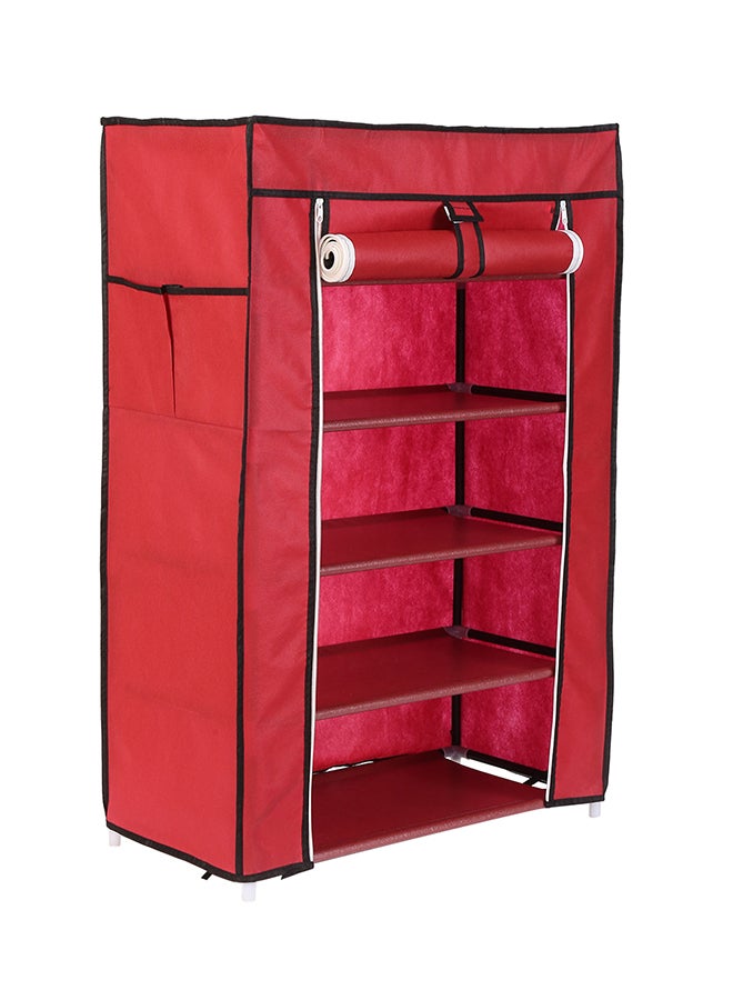 LAWAZIM 5-Layer Nonwoven Shoe Rack With Fabric Cover Red 28cm - Image 3