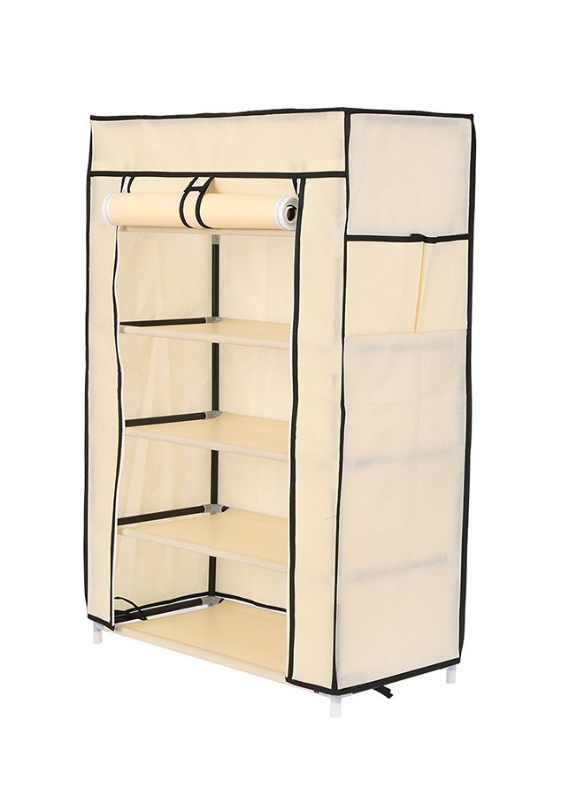 LAWAZIM 5-Layer Nonwoven Shoe Rack With Fabric Cover Beige 28cm - Image 3