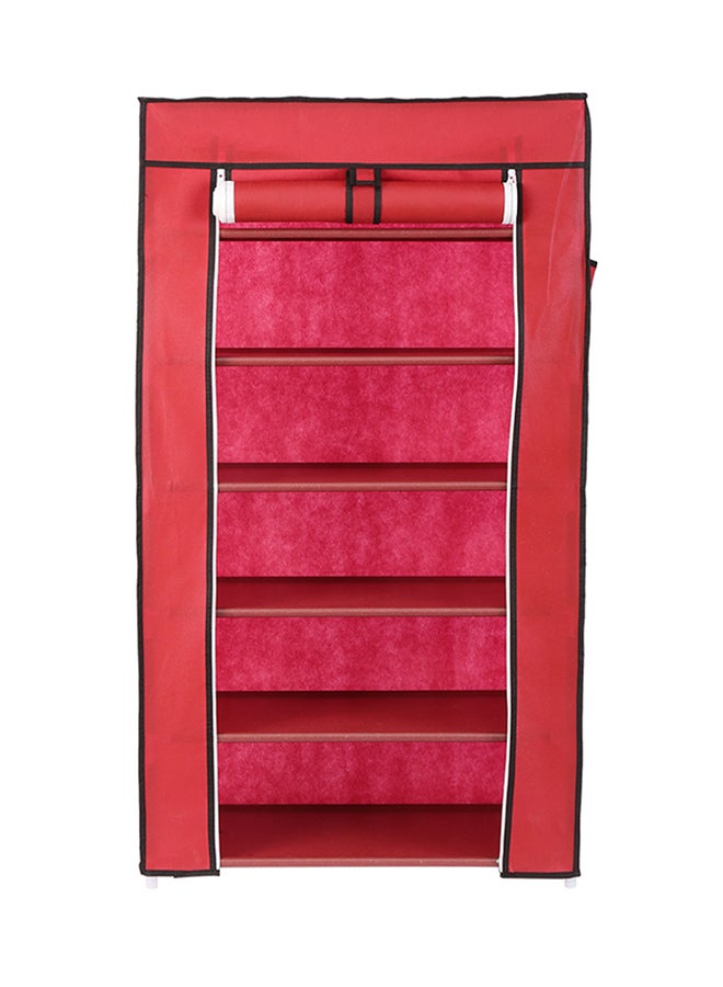 LAWAZIM 6-Layer Nonwoven Shoe Rack With Fabric Cover Red 28cm - Image 1