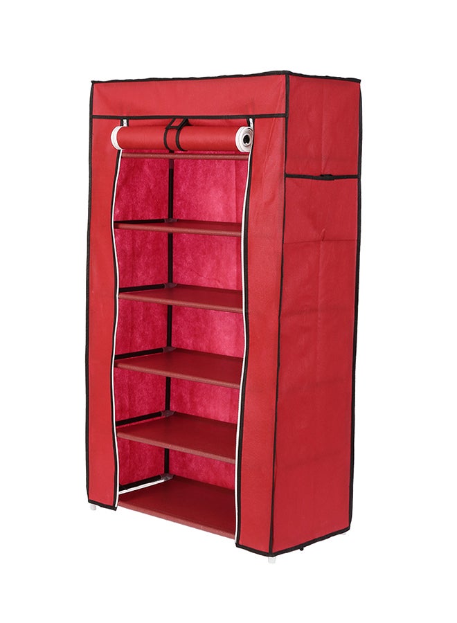 LAWAZIM 6-Layer Nonwoven Shoe Rack With Fabric Cover Red 28cm - Image 4