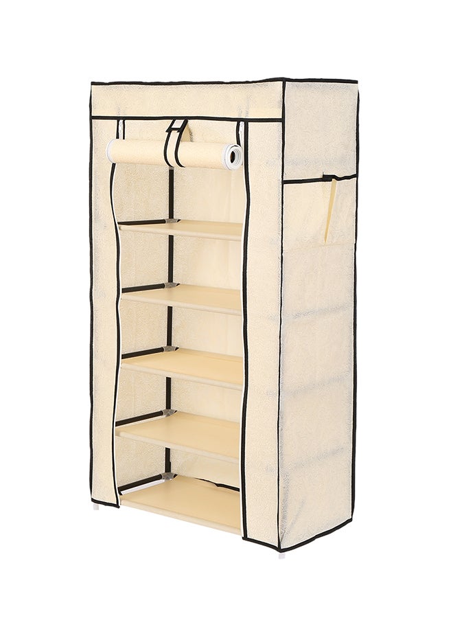 LAWAZIM 6-Layer Nonwoven Shoe Rack With Fabric Cover Beige 28cm - Image 3