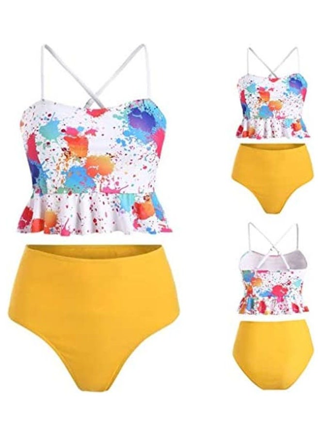 Generic - 2-Piece Dyed Pattern Bikini Set Yellow/White/Blue - Image 1