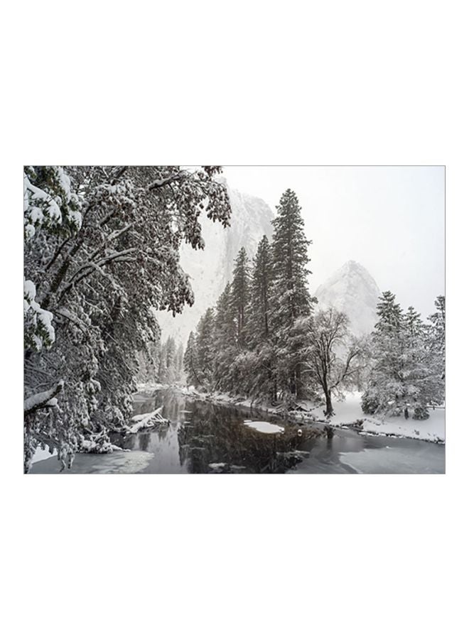 River Printed Self-Adhesive Wall Sticker Grey/White 80x60cm