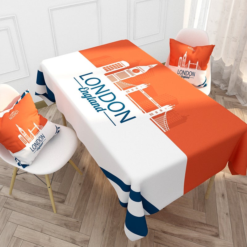EHOME 1-Piece London Style Fashion Printed Cotton And Linen Table Cloth Multicolour 85*85cm  - Image 1