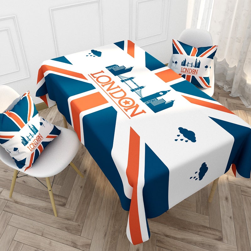 EHOME 1-Piece London Style Fashion Printed Cotton And Linen Table Cloth Multicolour 85*85cm  - Image 1