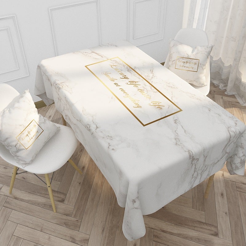 EHOME 1-Piece Simple Printed Waterproof And Anti-Fouling Table Cloth White 85*85cm  - Image 1