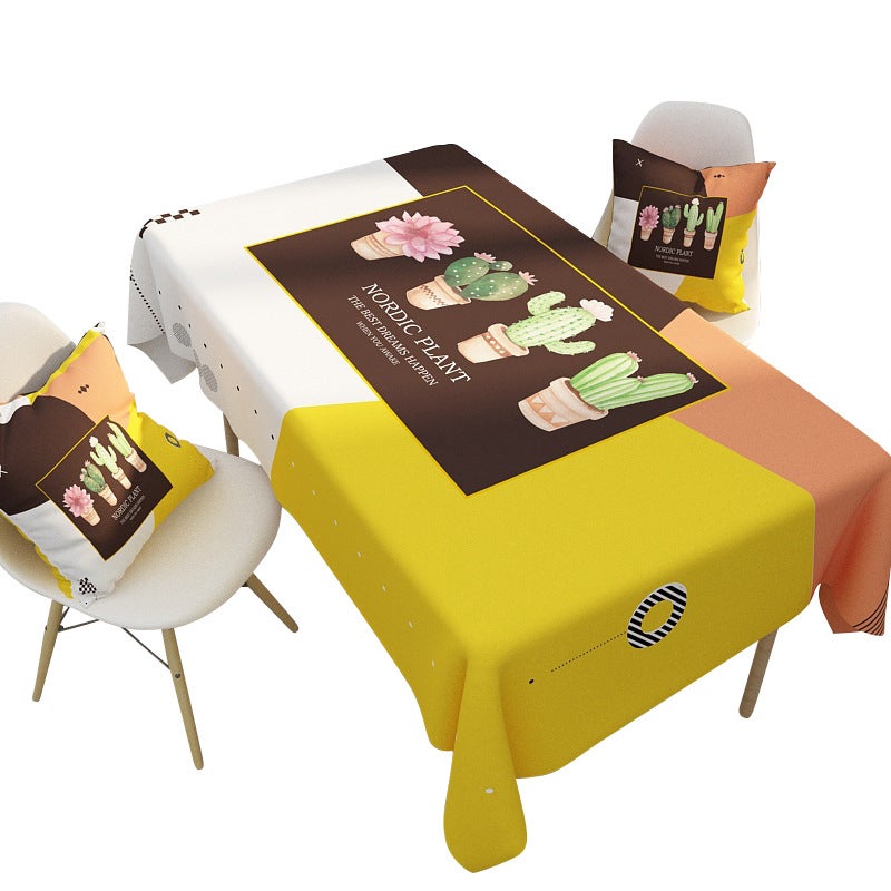 EHOME 1-Piece Cute Plant Printed Cotton And Linen Table Cloth Multicolour 85*85cm  - Image 1