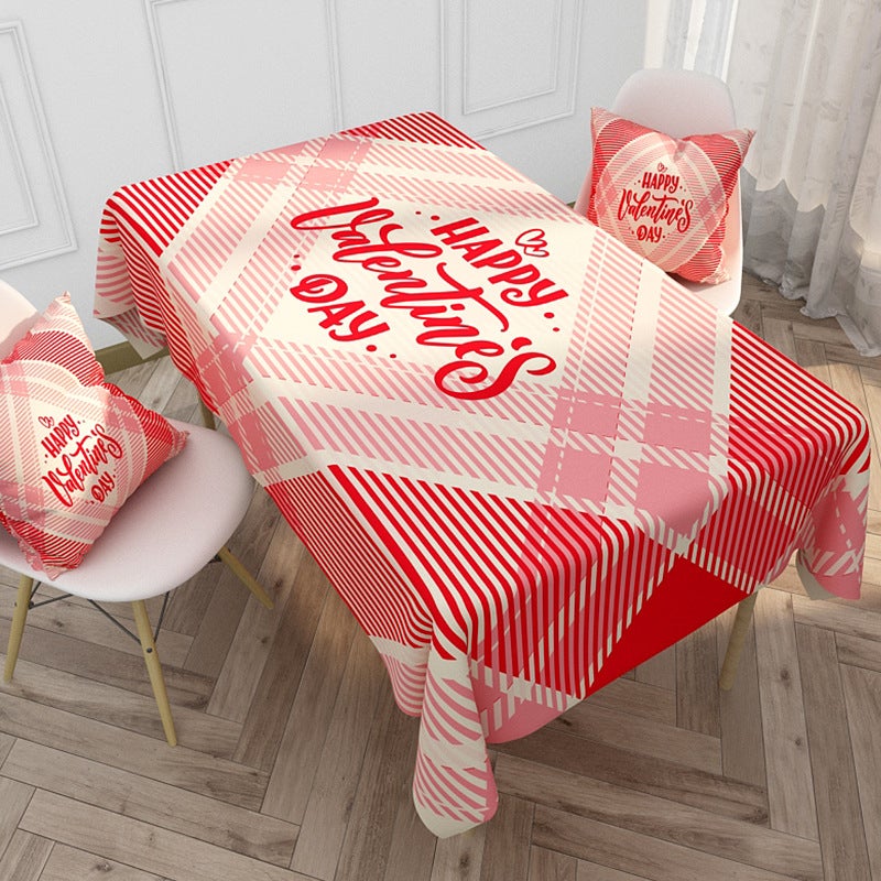 EHOME 1-Piece Love Patterned Modern Waterproof And Anti-Fouling Table Cloth Red 85*85cm  - Image 1