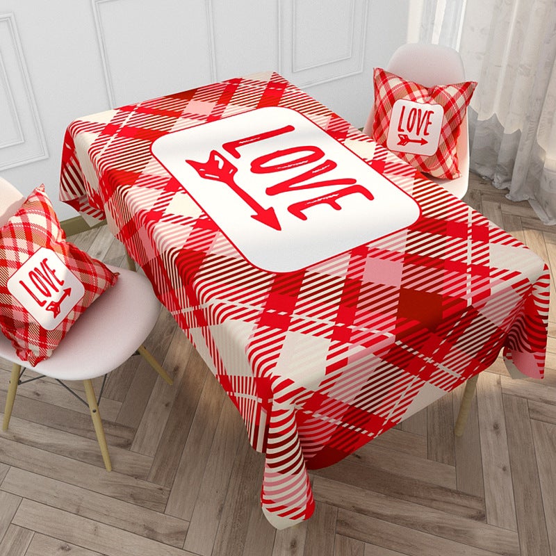 EHOME 1-Piece Love Patterned Modern Waterproof And Anti-Fouling Table Cloth Red 85*85cm  - Image 1