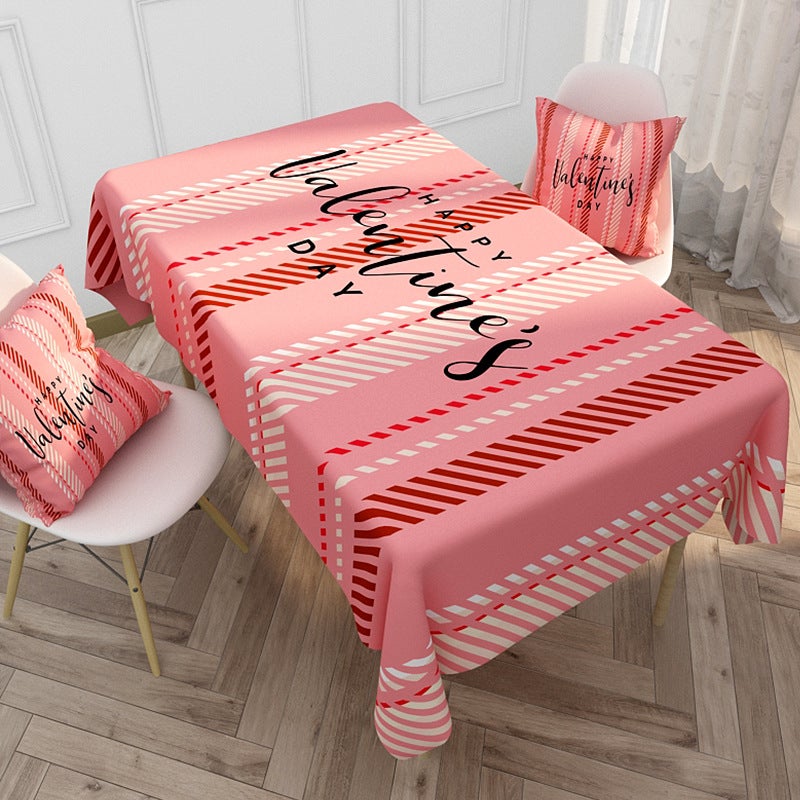 EHOME 1-Piece Love Patterned Modern Waterproof And Anti-Fouling Table Cloth Pink 85*85cm  - Image 1