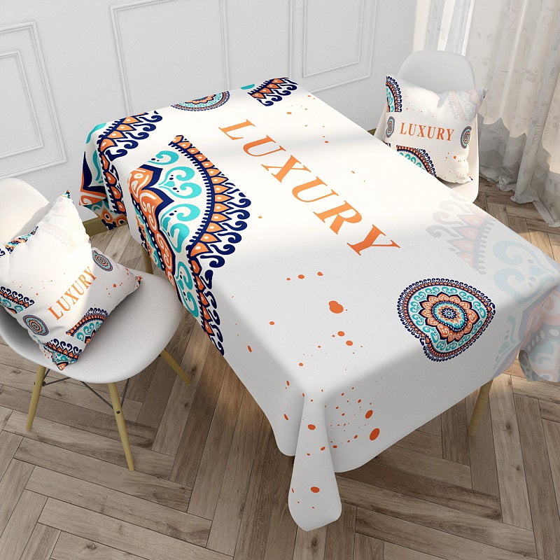 EHOME 1-Piece National Style Elements Printed Table Cloth Multicolour 85*85cm  - Image 1