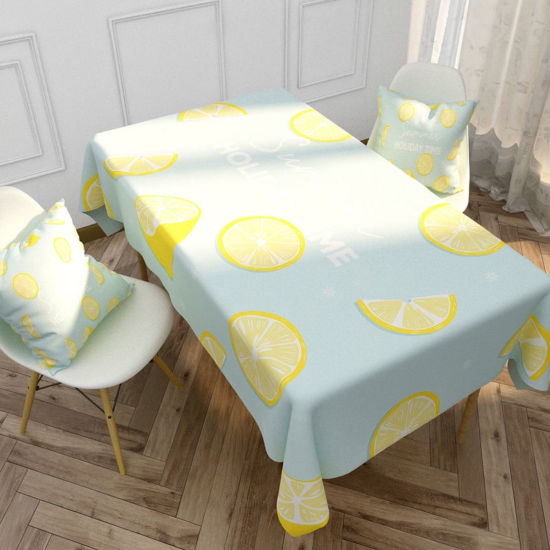 EHOME 1-Piece Flower Letter Printed Cotton And Linen Table Cloth Multicolour 85*85cm  - Image 1