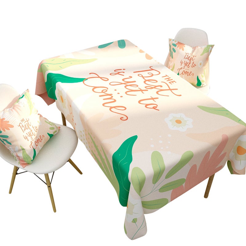 EHOME 1-Piece Flower Printed Cotton And Linen Table Cloth Multicolour 85*85cm  - Image 1