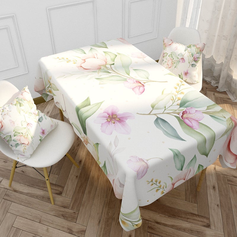 EHOME 1-Piece Flower Printed Cotton And Linen Table Cloth Multicolour 85*85cm  - Image 1