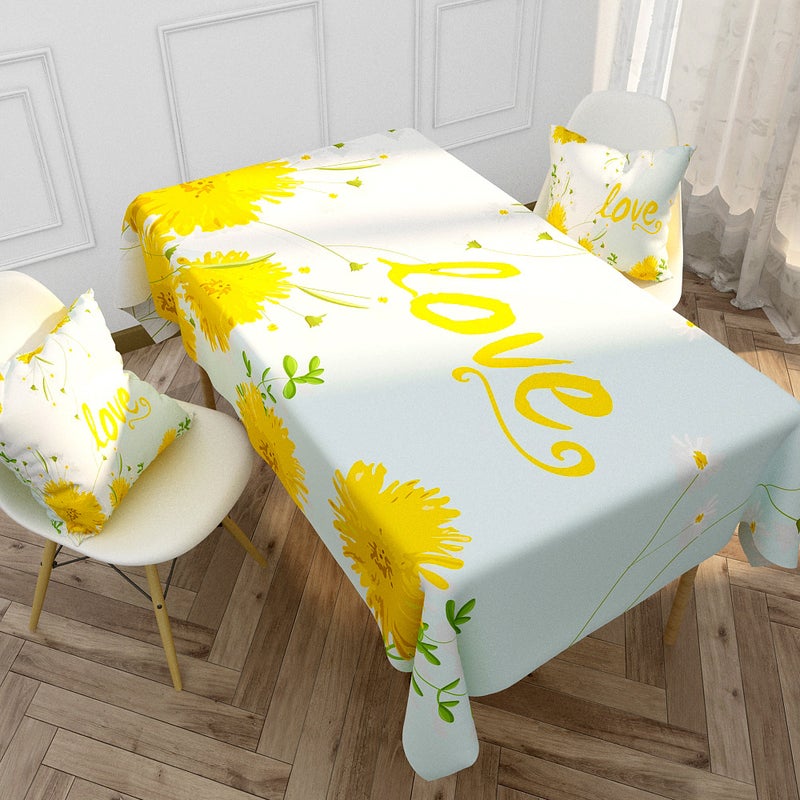 EHOME 1-Piece Flower Printed Cotton And Linen Table Cloth Multicolour 85*85cm  - Image 1